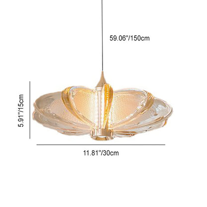 Contemporary Creative Checkered Acrylic Petal Shade Carbon Steel LED Pendant Light For Living Room