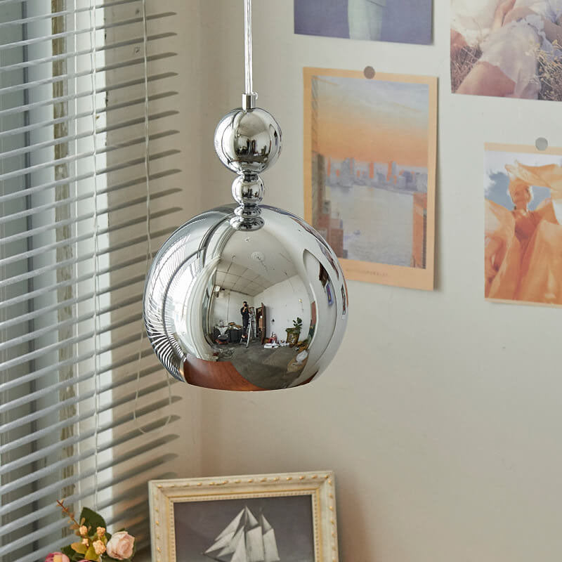 Vintage Chrome Dome Hardware 1-Light Pendant Light