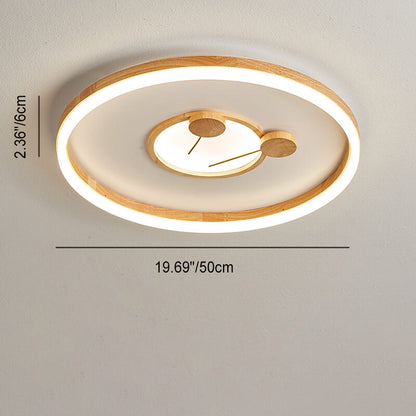 مصباح سقف LED دائري من الخشب الصلب والأكريليك بتصميم رسوم متحركة يابانية مثبت على السقف 