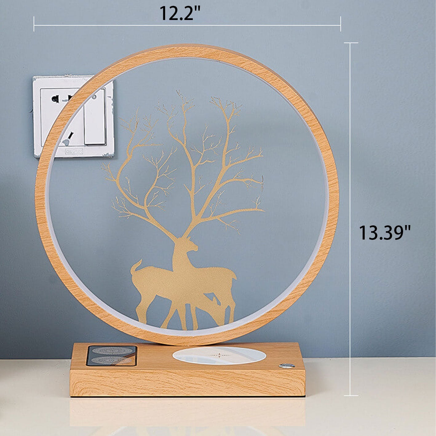 Creative Round Deer Design LED Wireless Charging Touch Decorative Table Lamp