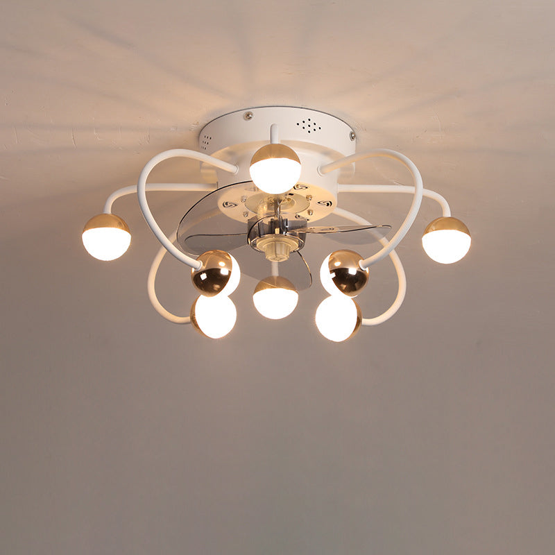 Nordic Creative Branch Cage LED Semi-Flush Mount Ceiling Fan Light