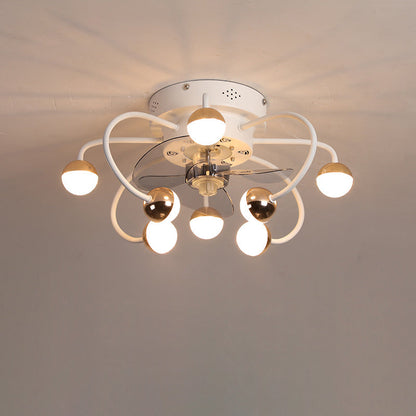 Nordic Creative Branch Cage LED Semi-Flush Mount Ceiling Fan Light