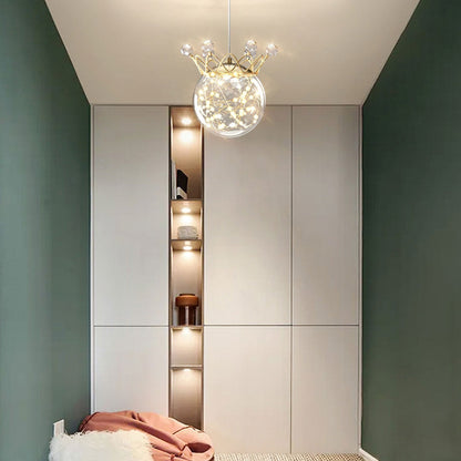 مصباح LED معلق على شكل تاج نجمي عصري من الزجاج 