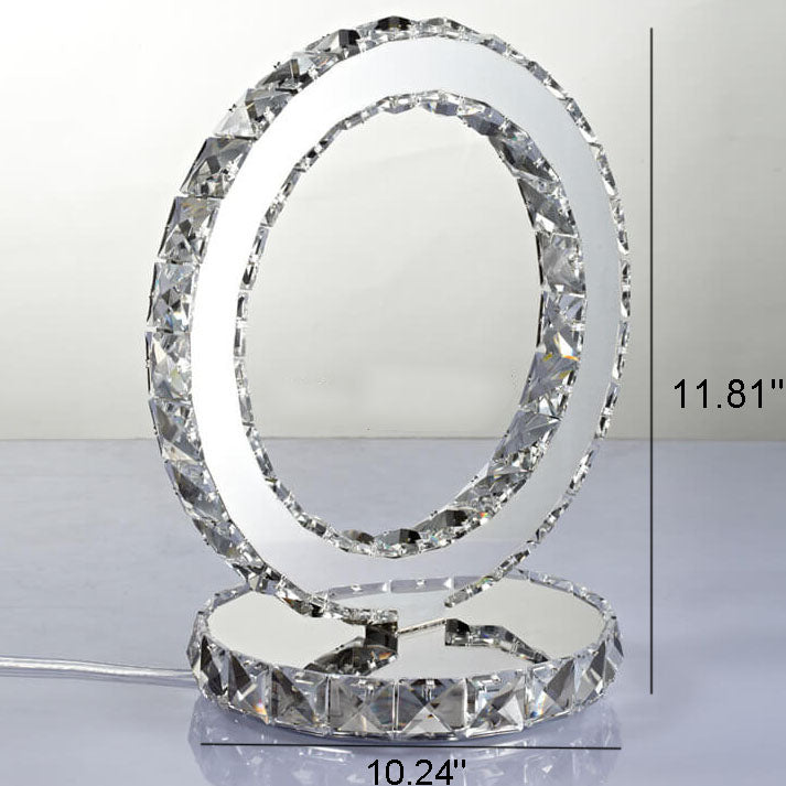 Luxury Crystal Round Stainless Steel LED Table Lamp