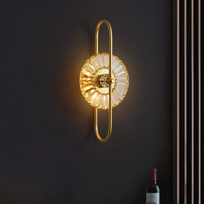 Nordic Luxury Brass Crystal Geometric Ring 2/3 Light Wall Sconce Lamp
