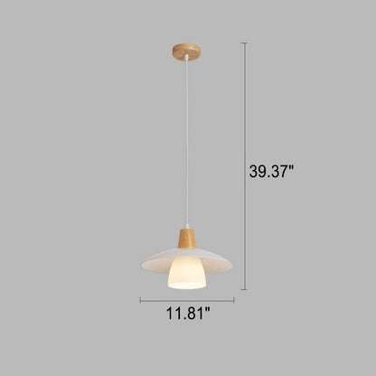 Japanese Minimalist Log Glass 1-Light Pendant Light
