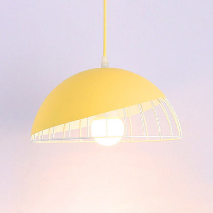 Nordic Macaron Aluminum 1-Light Wire Dome Cage Pendant Light