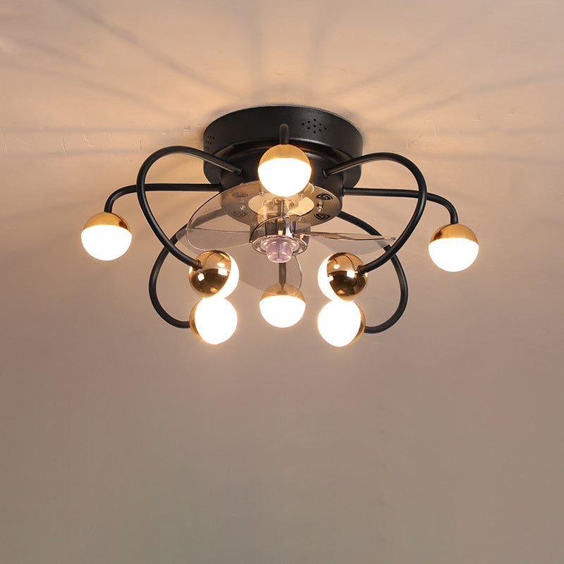 Nordic Creative Branch Cage LED Semi-Flush Mount Ceiling Fan Light