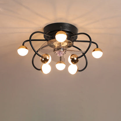 Nordic Creative Branch Cage LED Semi-Flush Mount Ceiling Fan Light