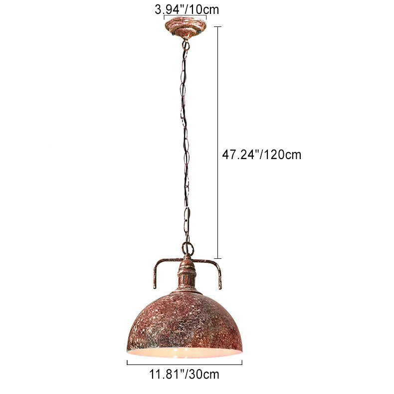 Contemporary Industrial Round Domed Iron 1-Light Pendant Light For Living Room