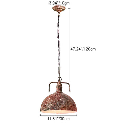 Contemporary Industrial Round Domed Iron 1-Light Pendant Light For Living Room