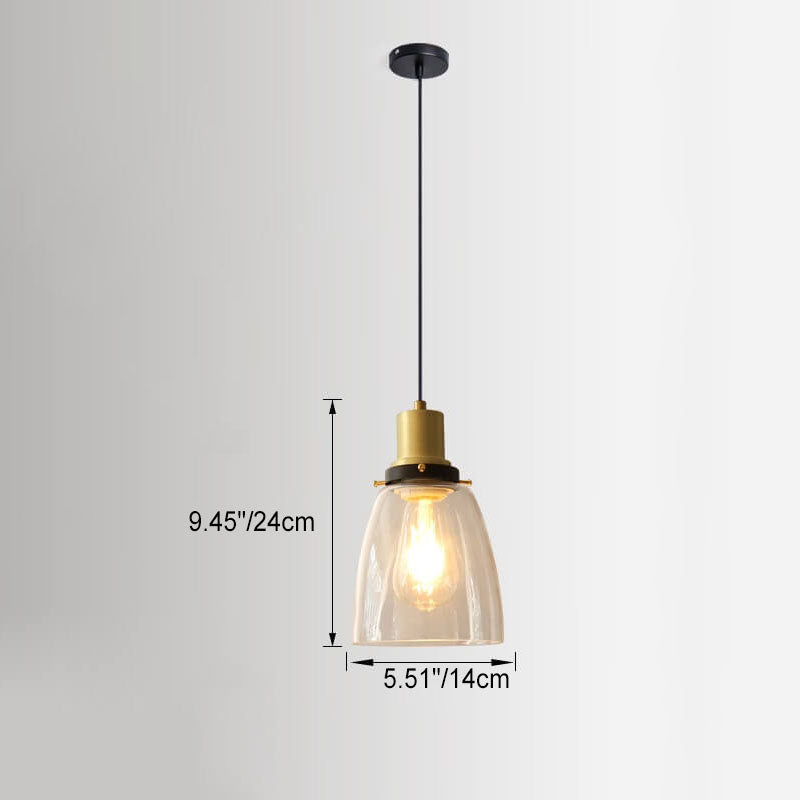 Vintage Minimalist Semi-Circular Cone Cup Iron Glass 1-Light Pendant Light