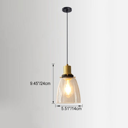 Vintage Minimalist Semi-Circular Cone Cup Iron Glass 1-Light Pendant Light