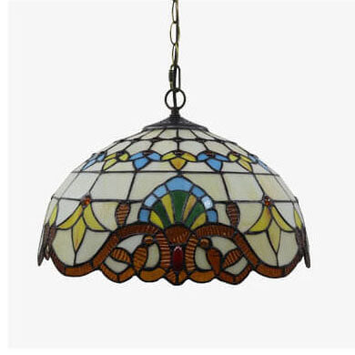 Tiffany Stained Glass 1-Light Bowl Shape Pendant Light