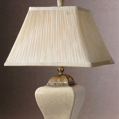 Retro Light Luxury Ceramic Base Fabric Shade 1- Light Table Lamp