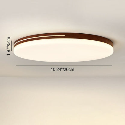 モダンでシンプルな円形アクリル木製LEDフラッシュマウントシーリングライトリビングルーム用