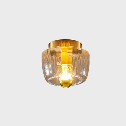 Modern Luxury Glass Sun Shape Full Copper Dual Purpose 1-Light Flush Mount Light