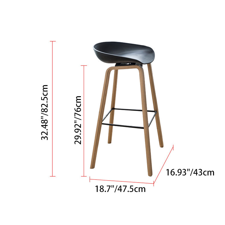Modern Minimalist Rectangular PP Wood Bar Stool Backless Armless For Dining Room
