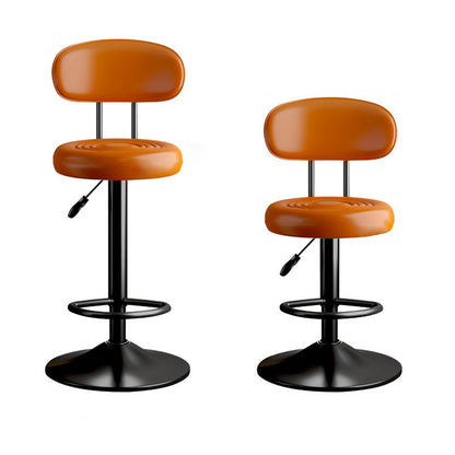 Contemporary Luxury Round Faux Leather Upholstered Swivel Bar Stool Height Adjustable Footrest For Dining Room