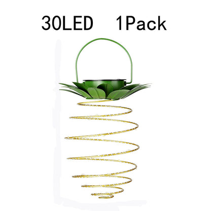 Solar Pineapple Iron Lantern LED Copper Wire Outdoor Waterproof Garden Decorative Hanging Lights