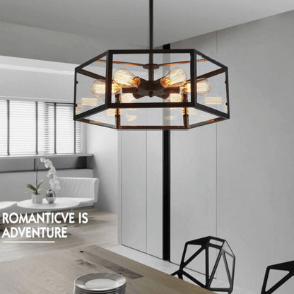 Vintage 6-Light Hexagon Semi-Flush Mount Lighting