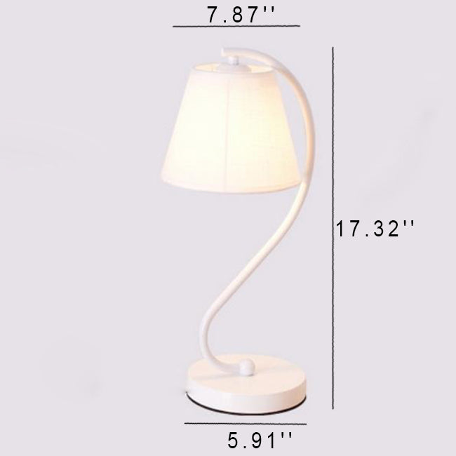 Nordic Cylinder Fabric Shade Curved 1-Light Table Lamp