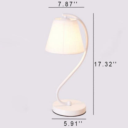 Nordic Cylinder Fabric Shade Curved 1-Light Table Lamp