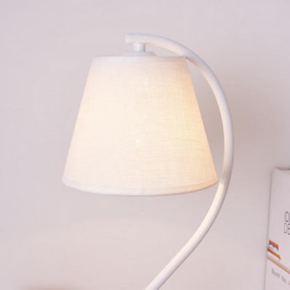 Nordic Cylinder Fabric Shade Curved 1-Light Table Lamp