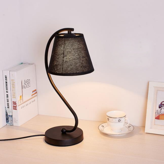 Nordic Cylinder Fabric Shade Curved 1-Light Table Lamp