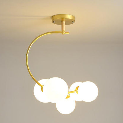 Nordic Creative Glass Ball Curve LED Semi-Flush Mount Ceiling Light