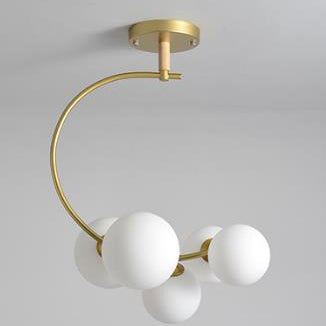 Nordic Creative Glass Ball Curve LED Semi-Flush Mount Ceiling Light