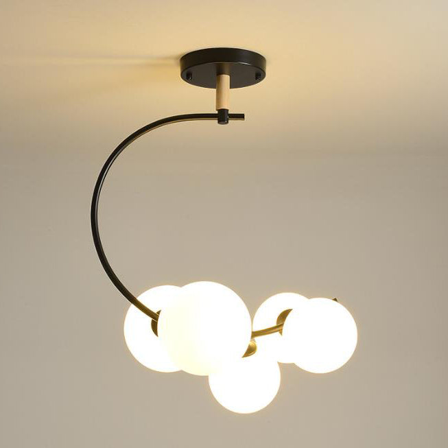 Nordic Creative Glass Ball Curve LED Semi-Flush Mount Ceiling Light