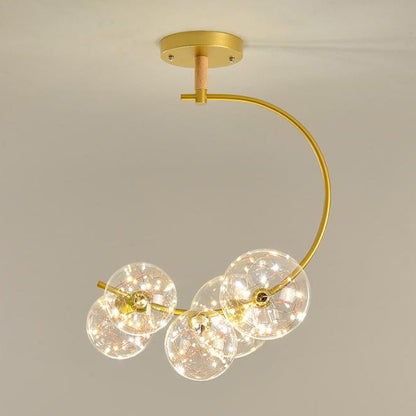 Nordic Creative Glass Ball Curve LED Semi-Flush Mount Ceiling Light