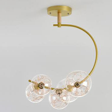 Nordic Creative Glass Ball Curve LED Semi-Flush Mount Ceiling Light