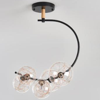 Nordic Creative Glass Ball Curve LED Semi-Flush Mount Ceiling Light