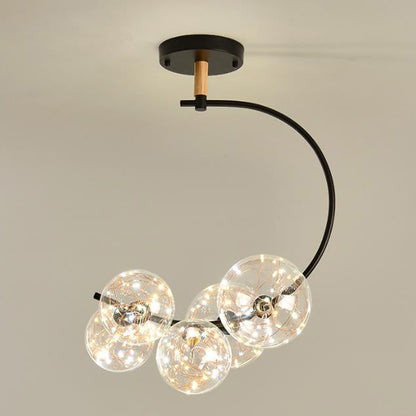Nordic Creative Glass Ball Curve LED Semi-Flush Mount Ceiling Light