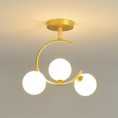 Nordic Creative Glass Ball Curve LED Semi-Flush Mount Ceiling Light