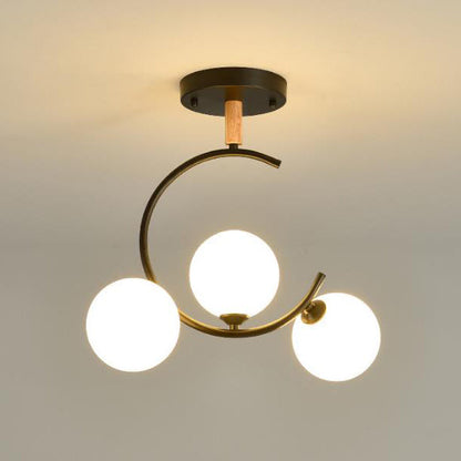 Nordic Creative Glass Ball Curve LED Semi-Flush Mount Ceiling Light