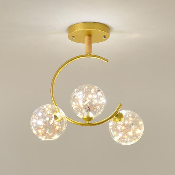 Nordic Creative Glass Ball Curve LED Semi-Flush Mount Ceiling Light