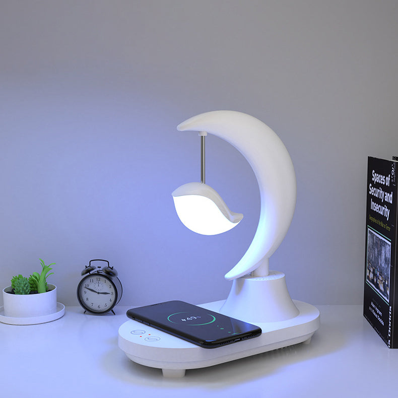 モダンアールデコ ABS ムーンシェイプ Bluetooth スピーカー ナイトライト LED テーブルランプ