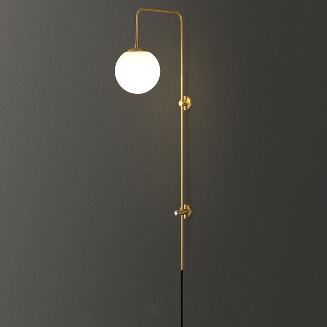 Modern Simplicity Glass Shade Full Copper Long Bar 1-Light Wall Sconce Lamp