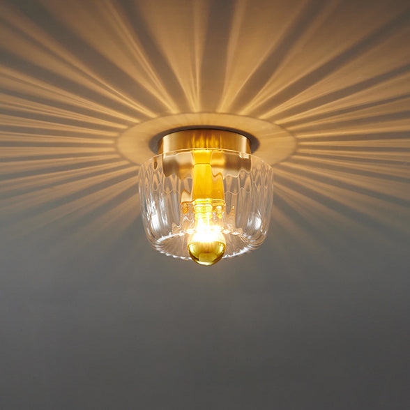 Modern Luxury Glass Sun Shape Full Copper Dual Purpose 1-Light Flush Mount Light