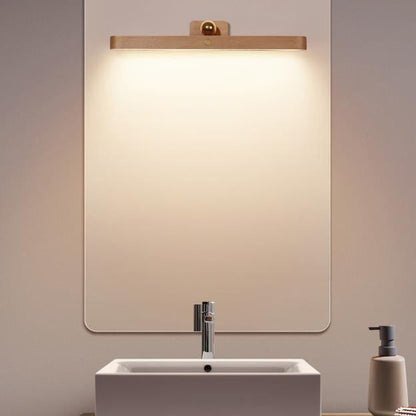 Modern Simplicity Wooden Long Bar Touch LED Mirror Front Light USB Wall Sconce Lamp
