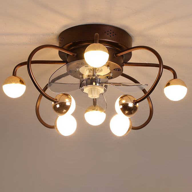 Nordic Creative Branch Cage LED Semi-Flush Mount Ceiling Fan Light