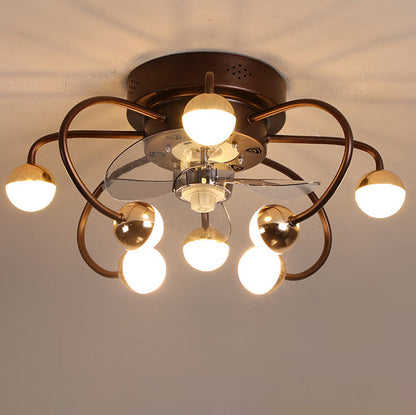 Nordic Creative Branch Cage LED Semi-Flush Mount Ceiling Fan Light
