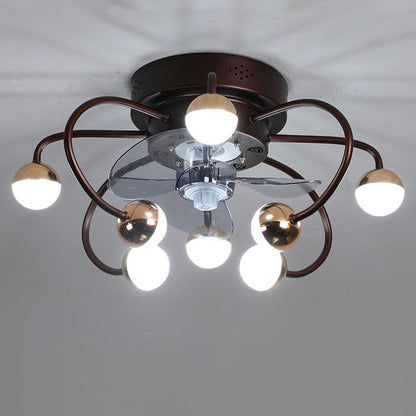 Nordic Creative Branch Cage LED Semi-Flush Mount Ceiling Fan Light