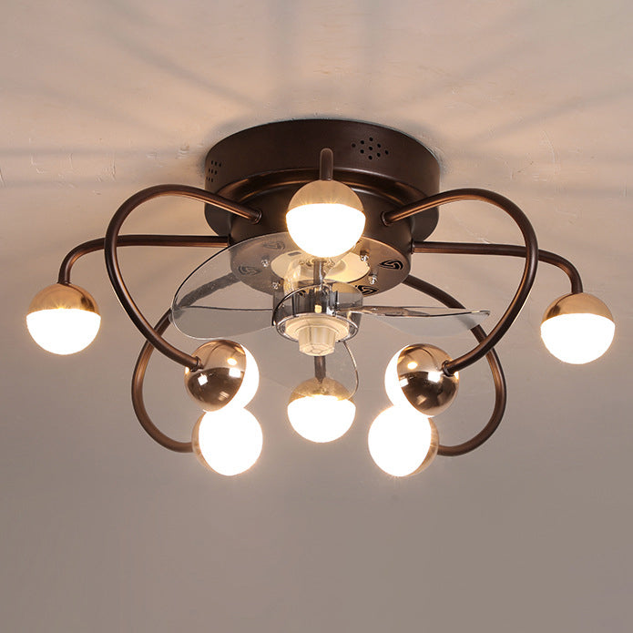 Nordic Creative Branch Cage LED Semi-Flush Mount Ceiling Fan Light