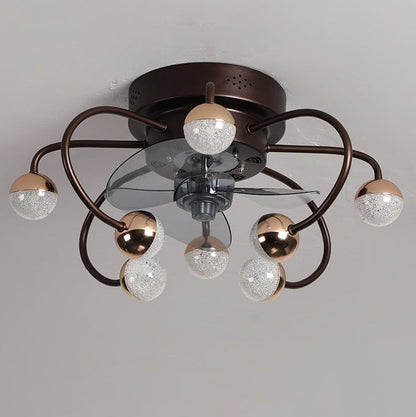 Nordic Creative Branch Cage LED Semi-Flush Mount Ceiling Fan Light