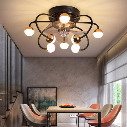 Nordic Creative Branch Cage LED Semi-Flush Mount Ceiling Fan Light