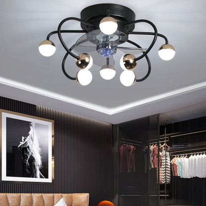 Nordic Creative Branch Cage LED Semi-Flush Mount Ceiling Fan Light